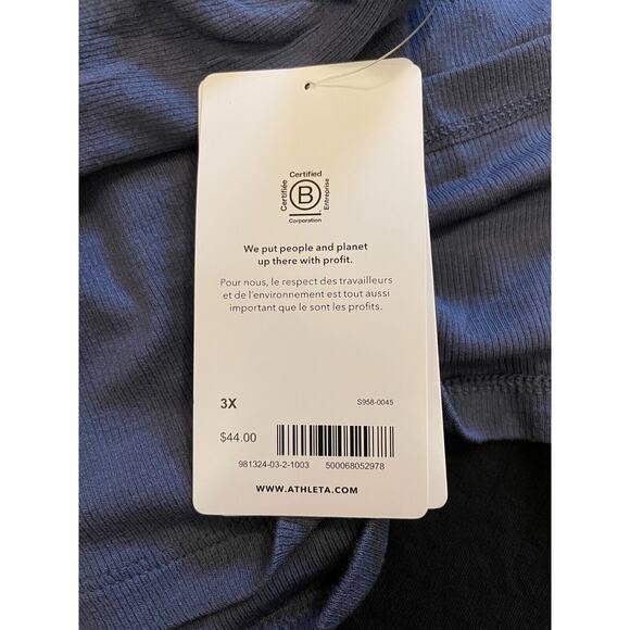 NWT ATHLETA WOMENS VIOLET BLUE SLEEVELESS TANK AND BLACK SHORTS RIB SLEEP SET 3X - Picture 12 of 12